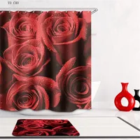 

Modern blossom waterproof shower curtains bathroom products 100% polyester flower bathroom peony rose flower shower curtain