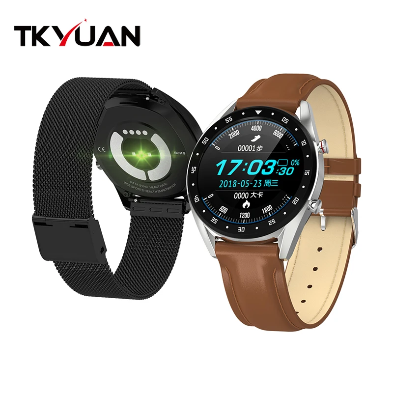 

TKYUAN Smart Watch IP68 Waterproof MTK2502 ECG Smart Watch With Heart Rate Blood Pressure Oxygen Fitness Tracker Watch, Black;silver