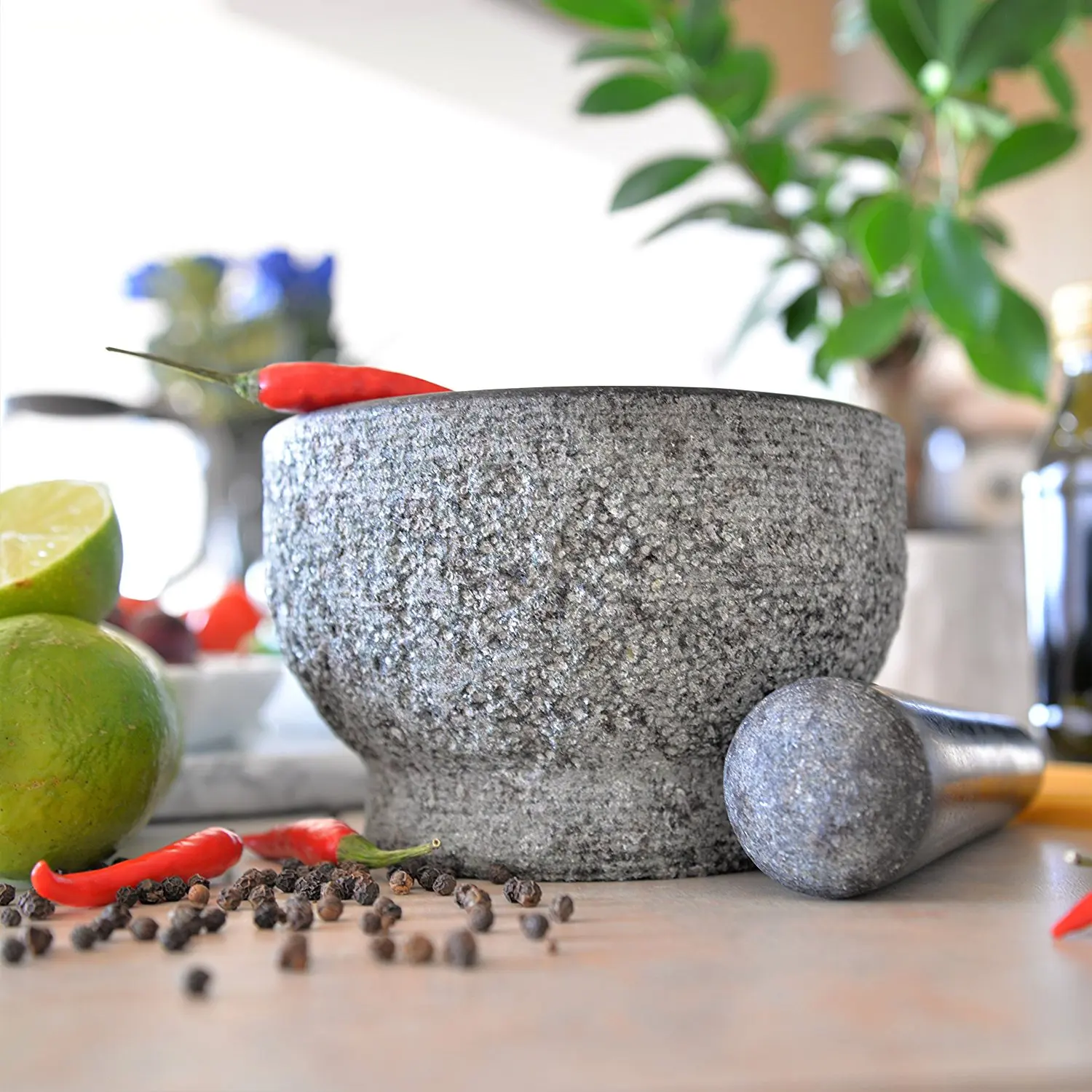 NKlaus Marble Mortar And Pestle – 12cm White, Heavy Duty For Grinding Herbs & Spices