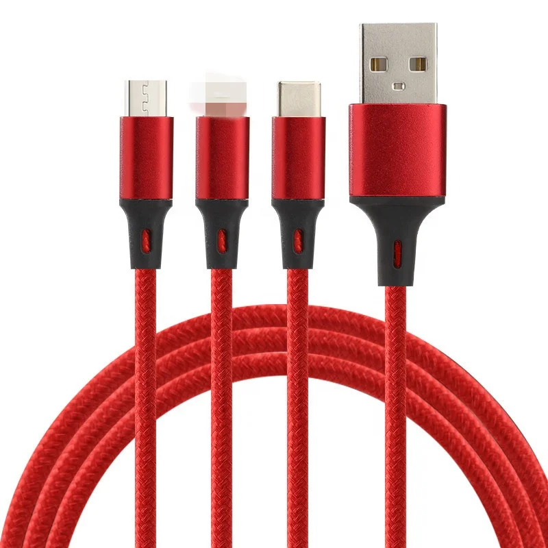 

High quality 3in1 USB Charging Data Cable, Black;white;grey;gold;customize