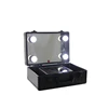 Small portable cosmetic table removable light up cosmetic case makeup station