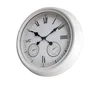 Fashion Metal Waterproof White Wall Clock With Thermometer and Hygrometer Function