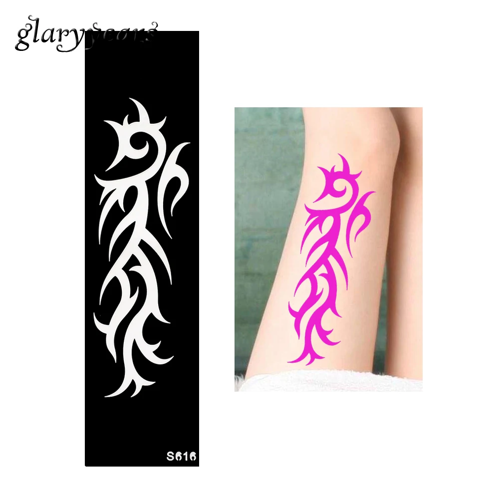 

S600 India Type Airbrush Henna Sticker Glitter Henna Tattoo Stencil, Hollow