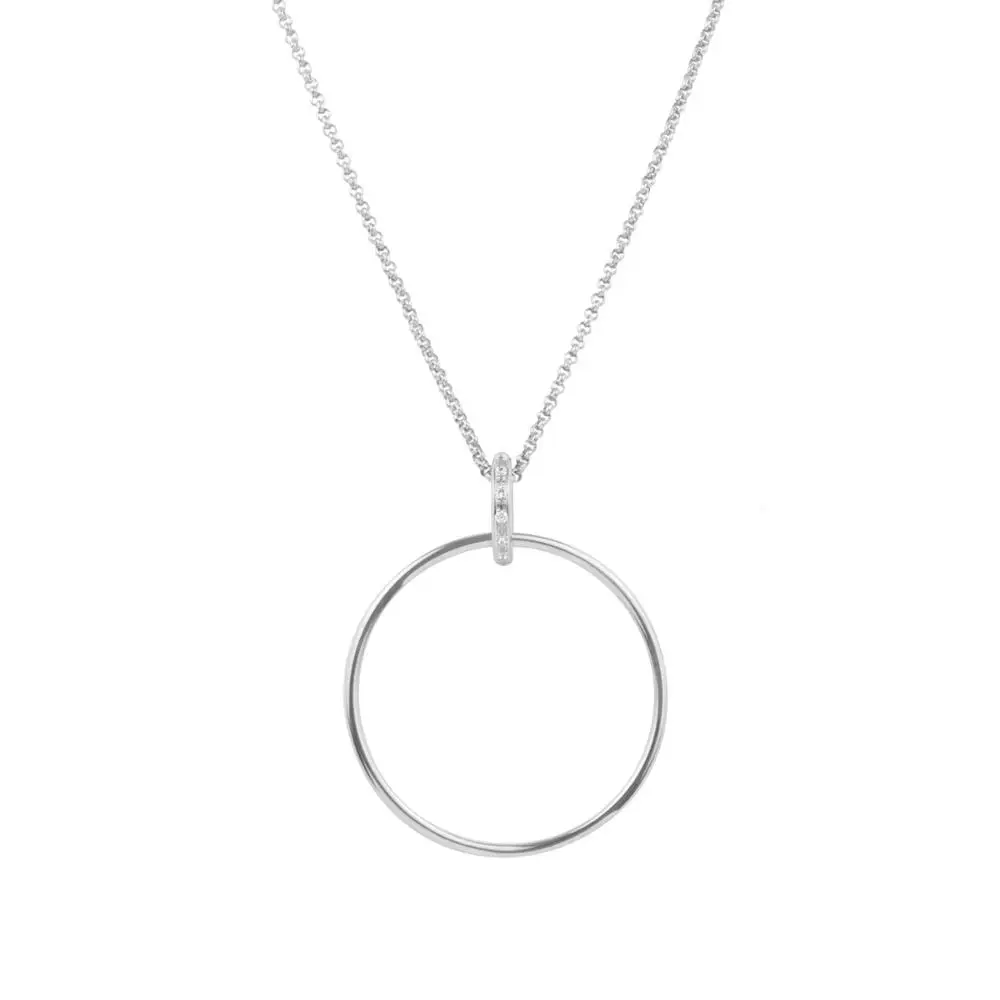 
Women stainless steel circle long necklace hypoallergenic simple pendant jewelry 