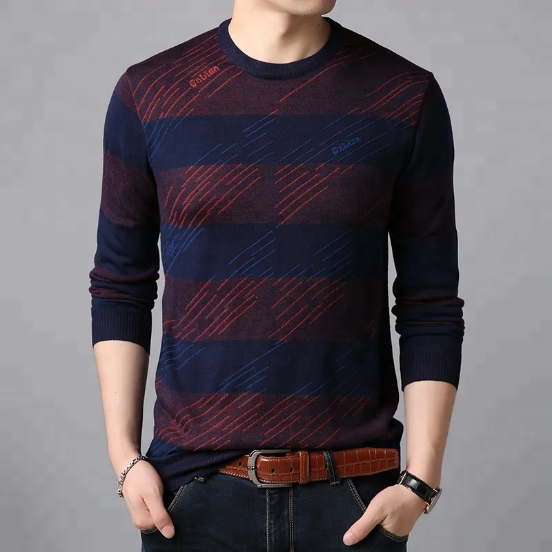 

2018 autumn fashion wool knit clothes wholesale men long sleeve sweaters soft knitwear, Blue;red