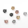 Micro Pave Animal Brass Copper Cubic Zirconia CZ Leopard Head Spacer Charm Panther Head Spacer Charm