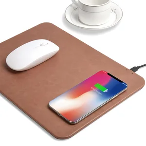 2 1 Leather Qi Wireless Charging Mouse Pad