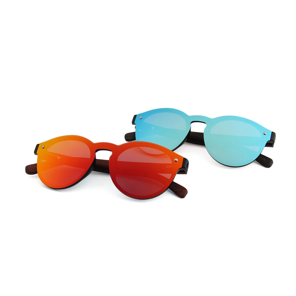 

Conchen hot style trending mirror custom wooden sunglasses with one piece lens, Custom colors