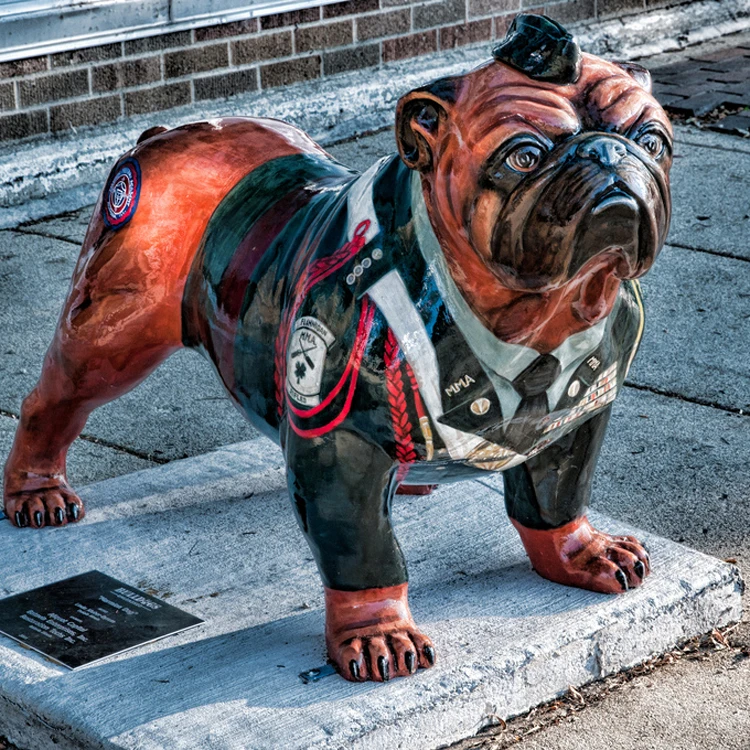 outdoor bulldog statue