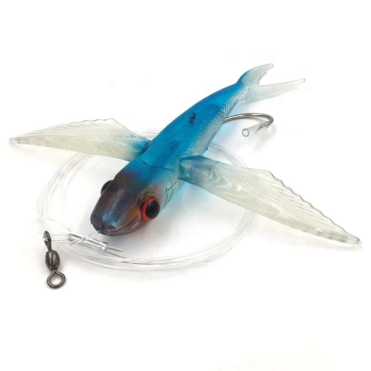 21cm Artificial Bait Rigged Flying Fish Soft Plastic Fishing Lures