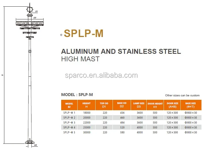 High Quality High Mast Light Pole Highway Stainless Steel High Mast