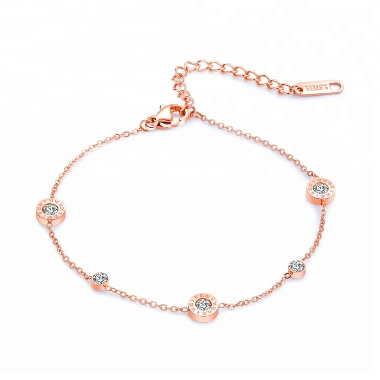 

Marlary 316L Ss Anklet Gold Plated With Crystal Charms Foot Jewelry, Silver;black;rose gold;gold or customized