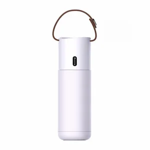 Image of Wholesale BPA free stainless steel vacuum insulated travel coffee mug cup custom water bottle with leather handle