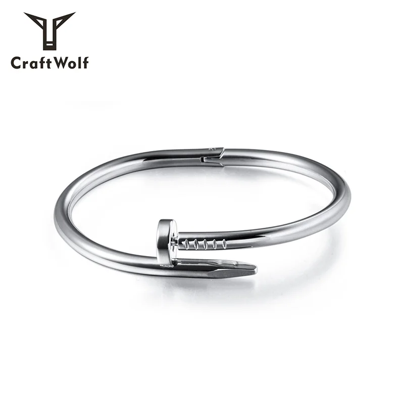 Craft Wolf Fashion Women Mens Jewelry Stainless Steel Screw Nail Bracelet