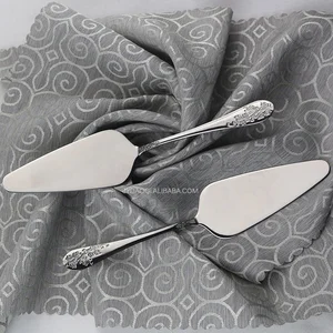 Fancy design wedding cake shovel and cake knife sets with customized laser logo