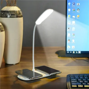 360 Flexible Tube Desk Touchable LED Lamp Wireless Charger,Can Charge 2 Phones at the Same Time