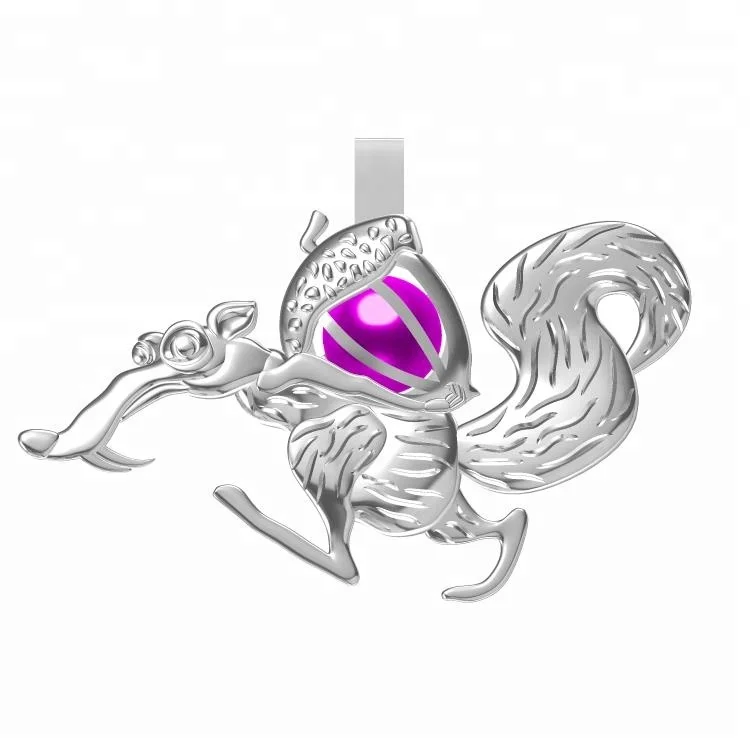 

squirrel jewelry 925 silver cage pendant pearl Necklace animal cartoon jewelry style for gift