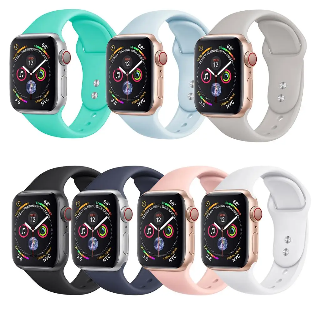 

Tschick Soft Silicone Replacement Strap Sport Band Set For iWatch Apple Watch 38mm 40mm 42mm 44mm Series 4/3/2/1 Men/Women, Multi-color optional or customized