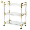 Customized Modern Clear Acrylic Food Trolley Cart For Bar And Hotel