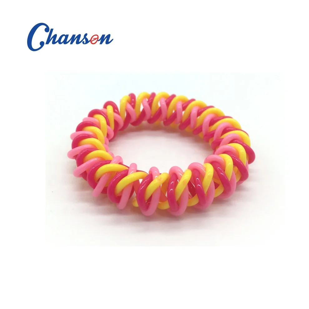 Plastic Women Anti Lice Elastic Coiled Telephone Cord Hair Band