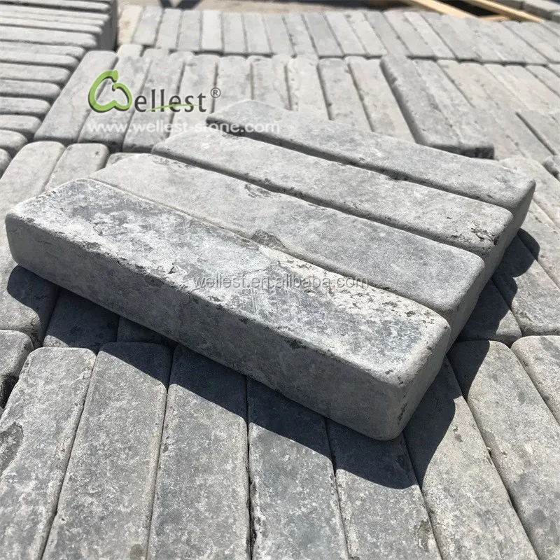 Wholesale Natural Stone Tumbled Black Limestone Brick ...