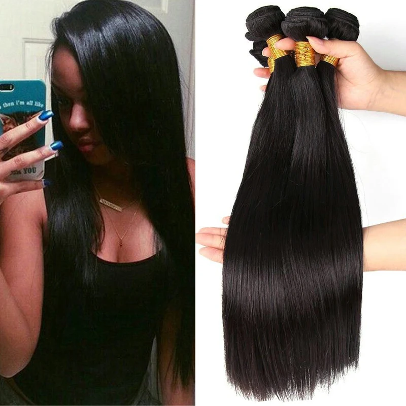 wholesale  100 percent human hair weave natural color 16 18 20 inch straight human hair
