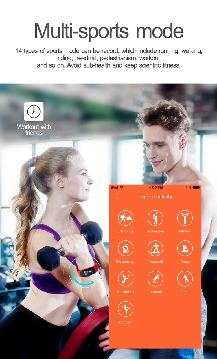 0.96' OLED Multi-touch Screen Smart Bracelet GPS Activity Tracker ID107 Plus HR