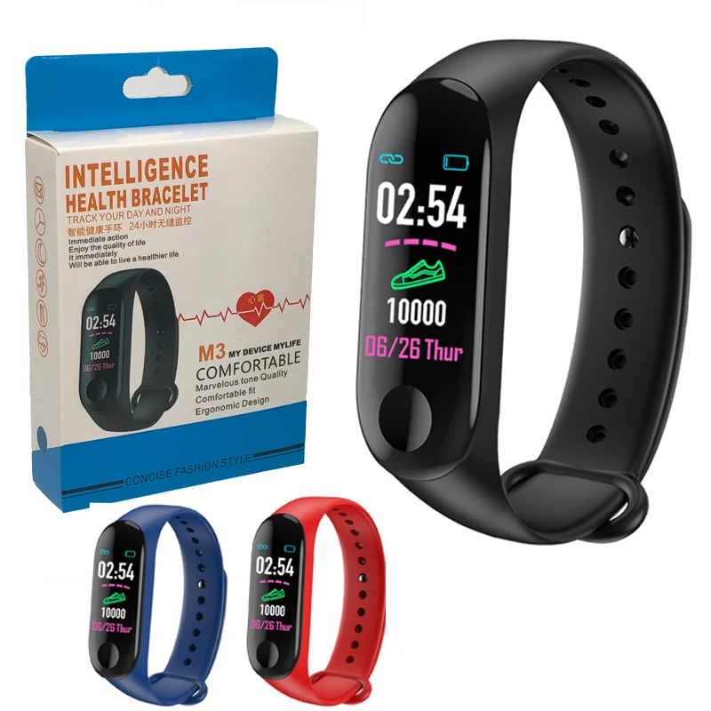 

M3 Fitness Smart Bracelet IP67 waterproof Heart Rate Monitor Sleep monitoring smartwatch PK Mi Band Wristbands Detachable