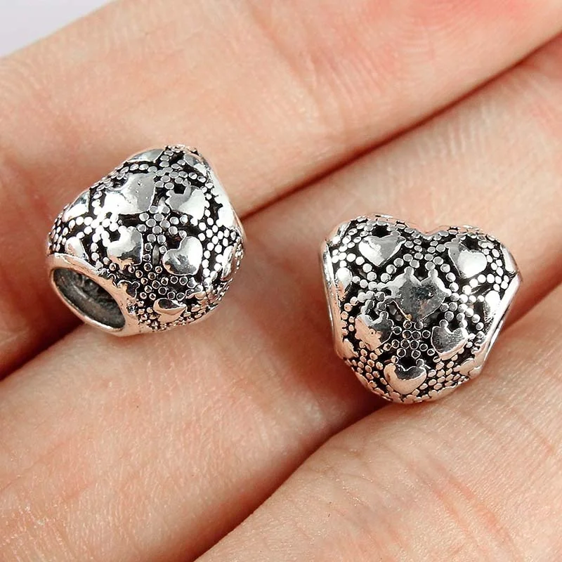 

Zinc Alloy Heart Loose Spacer Metal Beads Charm For Jewelry Making Bracelet Necklace DIY Accessories Needlework Supply, Photo