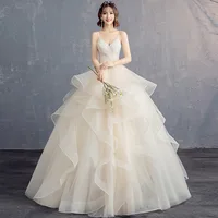 

2019 Fashion Spaghetti Strap Organza Ruched Ball Gown Wedding Dresses