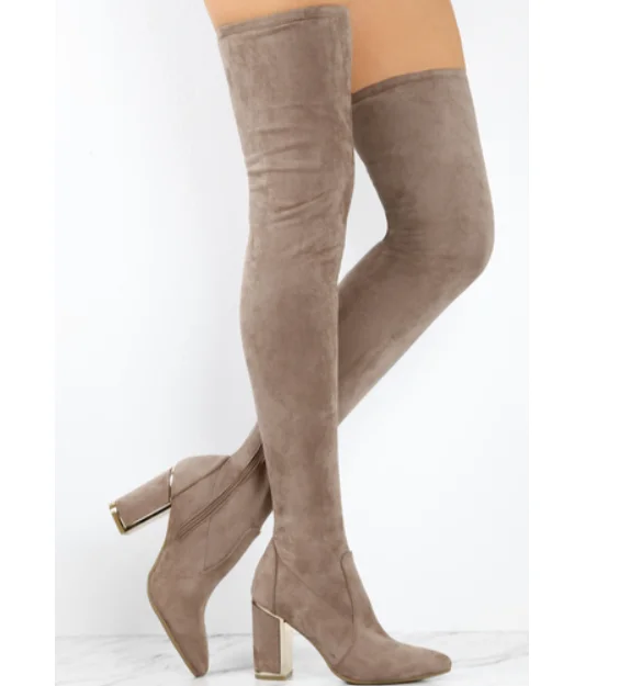 Woman Winter High Heel Boots Taupe 