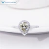 Tianyu gems jewelry 925 sterling silver gold plated popular pear yellow moissanite diamond engagement ring