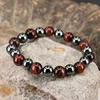 BN5188 Red Tiger's Eye Bracelets,Hematite Beaded Elastic Men's Bracelets