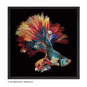Image of 26*26 inches Fish With Flower 3D Wall Panels Art Home Decoration