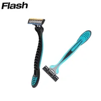 

Stainless Steel 3 Blade Disposable Razor Cheap Triple Blade Plastic Handle With Rubber Shaving Razor