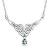 Sterling silver Simulated Blue Topaz Celtic knot Teardrop Pendant Necklace