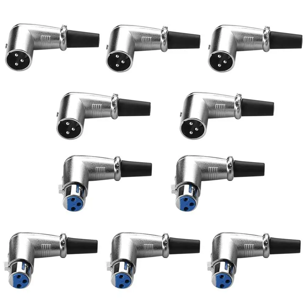5 packs SIENOC 90 Degree XLR 3 pin Microphone Speaker Female Right Angle Adapter Connector