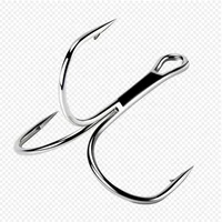 

35647 High Carbon Steel Treble Fishing Hooks Black Round Bent Triple Hard Artificial Lure Spoon Fishhooks