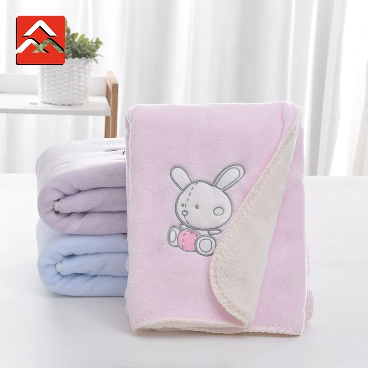 
Double Flannel Blanket Children Cartoon Embroidered Baby Blanket 