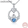 Good quality heart CZ stone 925 Sterling Silver Celtic knot Crown Heart Claddagh Pendant Necklace