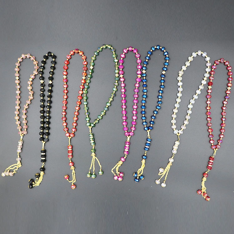 

High Quality  Shining Crystal Prayer Beads Rosary Muslim Chain, 8 colors