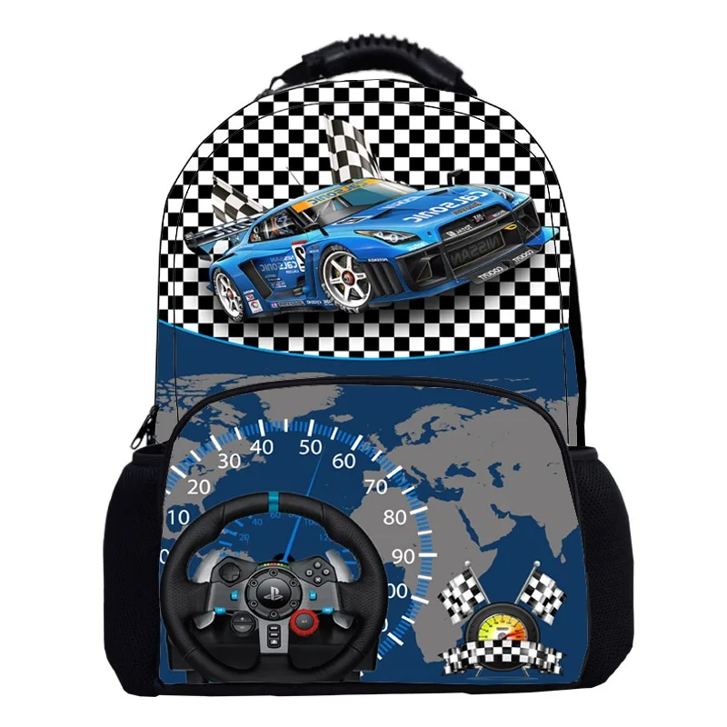 

Custom Backpack Cool Racing Car Teens Boys Men School Knapsack 3D Felt Printed Kids School Backpacks Bag