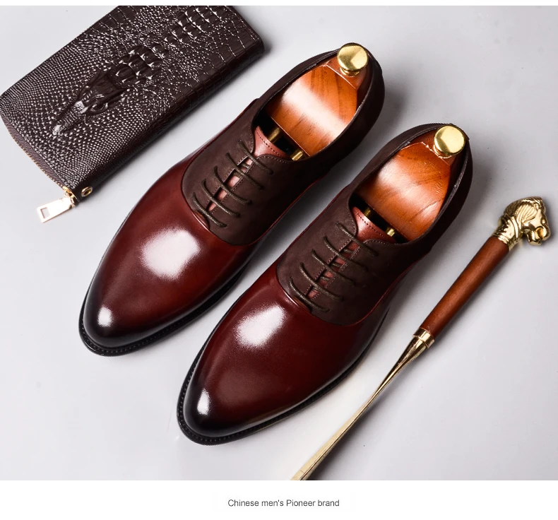 

Men's leather leather men's shoes British business men's shoes round head with formal shoes size 45