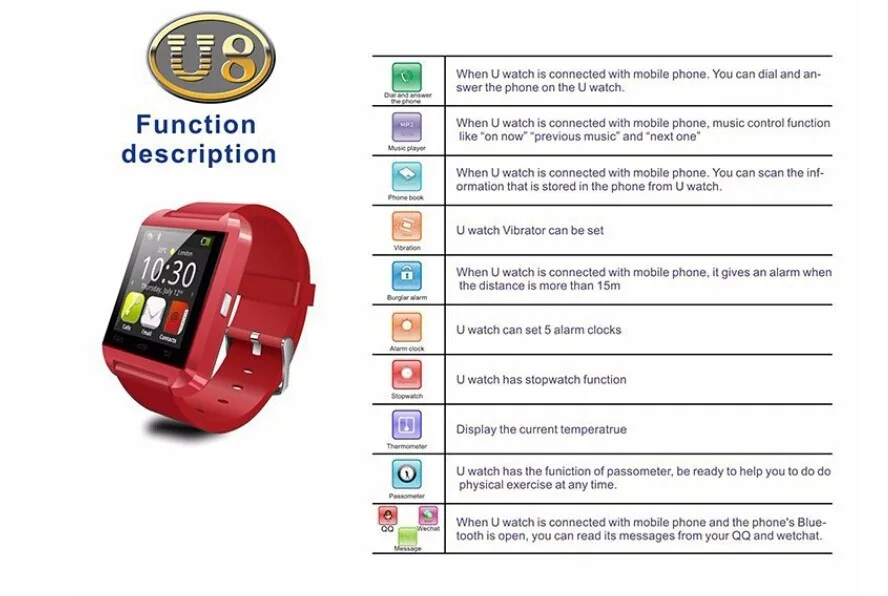 Bluetooth U8 Watch Android Smart Watch U8smart Watch With ...