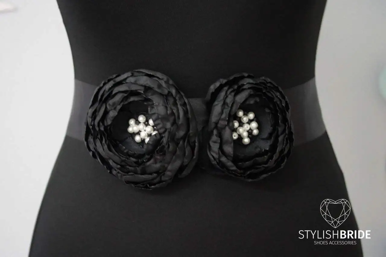 black chiffon belt