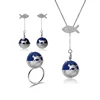 Cute Style Cat's Dream 925 Sterling Silver Jewelry Set with Ring Earring Pendant Necklace for Women