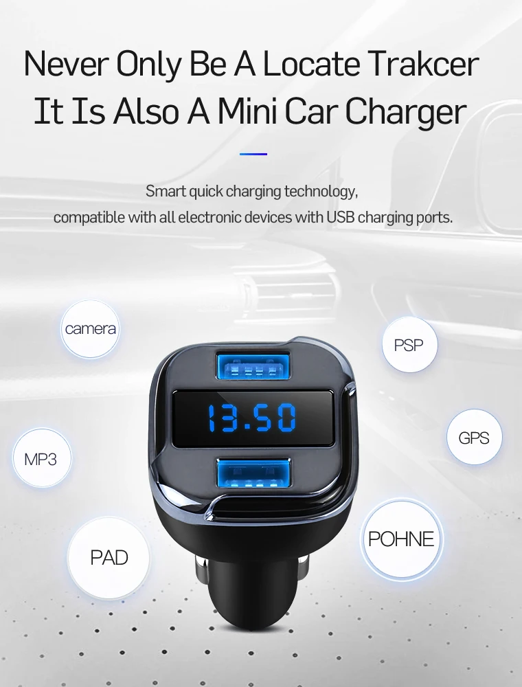 4.2A Dual USB Car Charger Tracker Locator GPS RealTime GSM GPRS Vehicle Tracking 