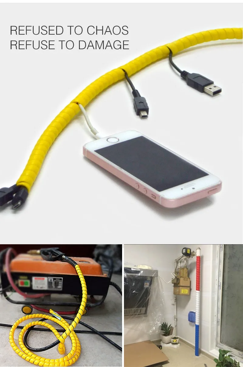 thumbnail image 2 of Spiral Cable Protector 20ft Spiral Cable Wrap - 1/2" Black Cord Organizer For Computer & AV Cables Cable Wraps For Cords 2 of 10