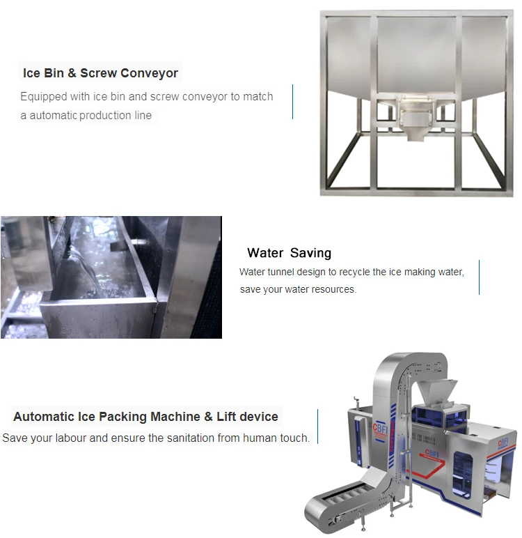 Commercial used ice cube making machine for restaurant and cold drinking with cube ice packing system