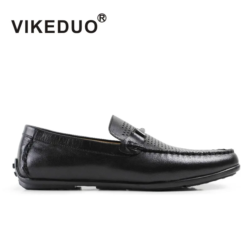 

Vikeduo Hand Made Footwear Factory Fashion Style Black Horsebit Moccasin Leather Casual Driving Shoes For Men